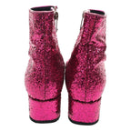 Saint Laurent Paris Side Zip Glitter Lame Short Boots Pink 36 — view 3