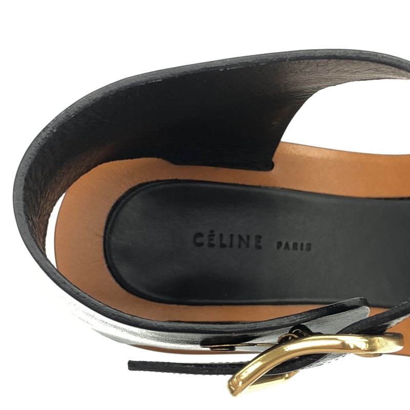 Celine By Phoebe Philo Bang Heel Leather Sandals Navy 37.5 — view 5