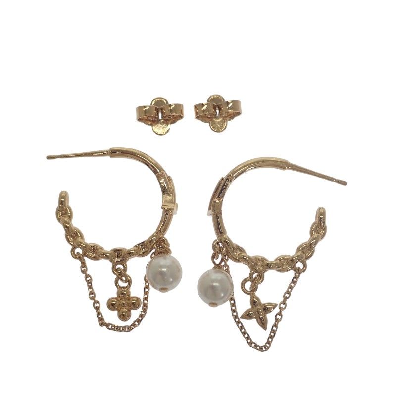 Louis Vuitton Blooming Pearl Earrings Metal Gold — view 8