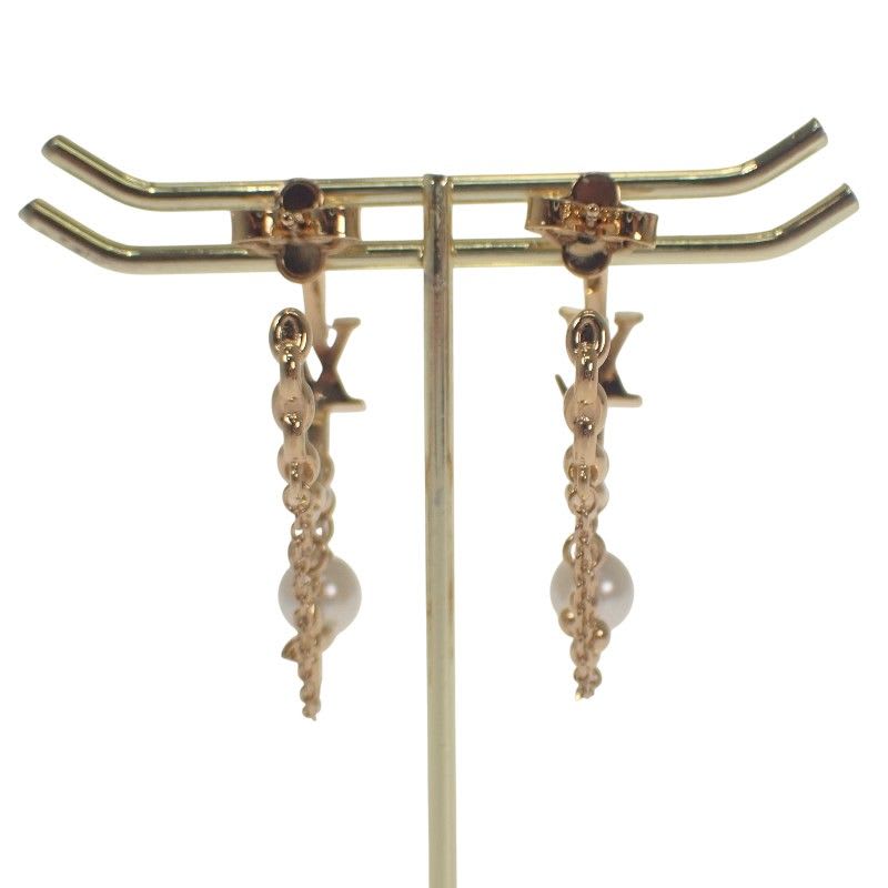 Louis Vuitton Blooming Pearl Earrings Metal Gold — view 3