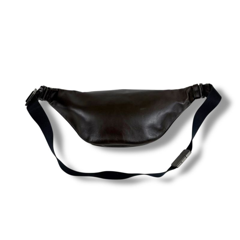 Bottega Veneta Intrecciato Leather Waist Pouch Crossbody Bag Dark Brown