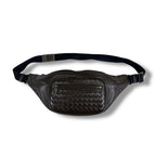 Bottega Veneta Intrecciato Leather Waist Pouch Crossbody Bag Dark Brown