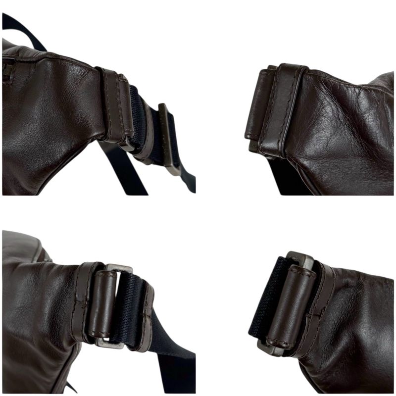 Bottega Veneta Intrecciato Leather Waist Pouch Crossbody Bag Dark Brown