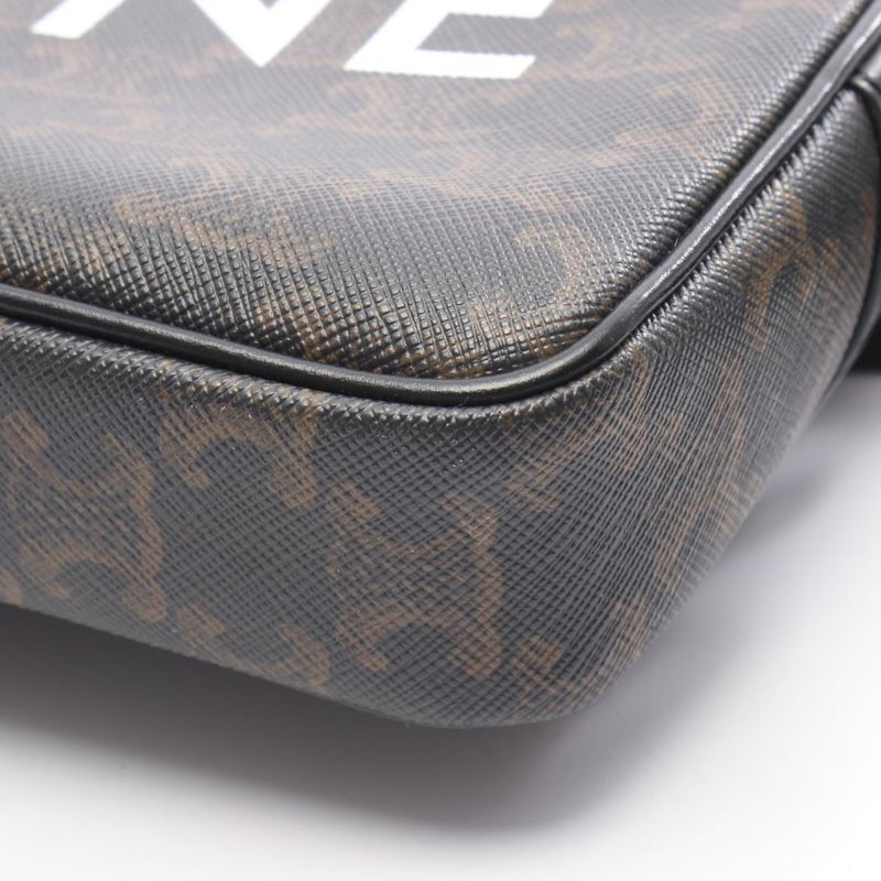 Celine Shoulder Bag Triomphe Medium Messenger Black Coated — view 5