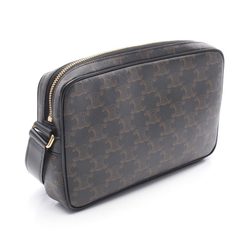 Celine Shoulder Bag Triomphe Medium Messenger Black Coated — view 2