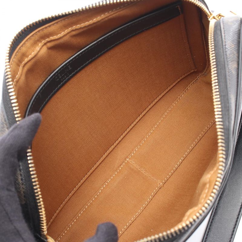 Celine Shoulder Bag Triomphe Medium Messenger Black Coated — view 3