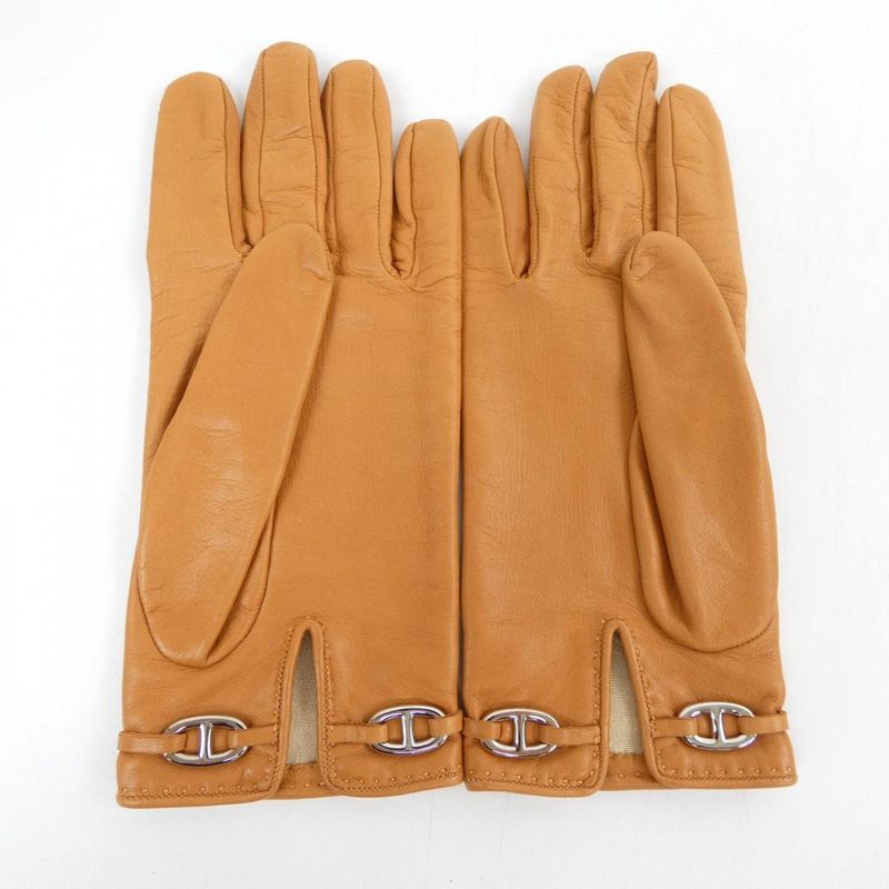 Hermes Tan Leather Gloves — view 2