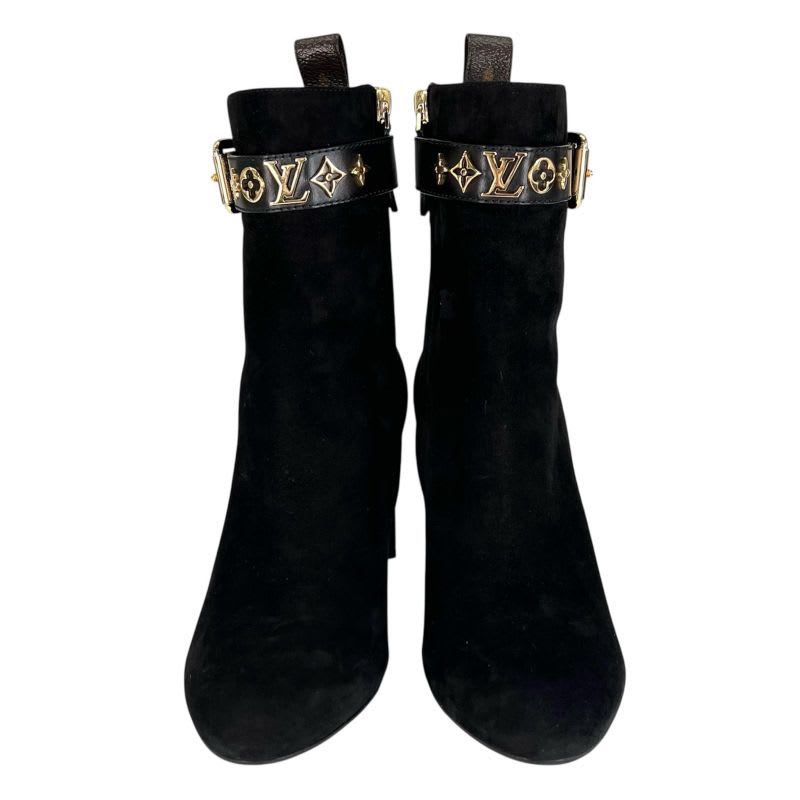 Louis Vuitton 2021 1 A965 S Silhouette Line Suede Leather Ankle Boots Black — view 2