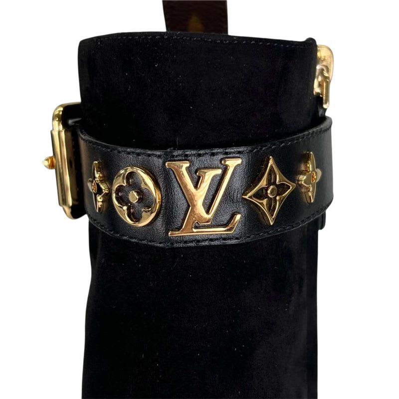 Louis Vuitton 2021 1 A965 S Silhouette Line Suede Leather Ankle Boots Black — view 7