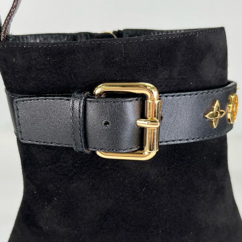 Louis Vuitton 2021 1 A965 S Silhouette Line Suede Leather Ankle Boots Black — view 8