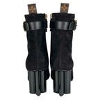 Louis Vuitton 2021 1 A965 S Silhouette Line Suede Leather Ankle Boots Black — view 4