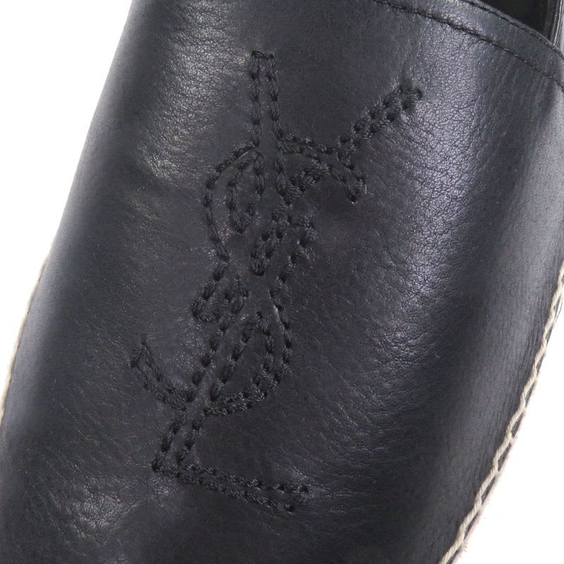 Saint Laurent Paris Leather Jute YSL Stitch Espadrilles Slip-on Flat — view 7