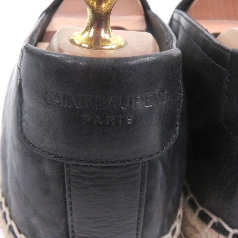 Saint Laurent Paris Leather Jute YSL Stitch Espadrilles Slip-on Flat — view 8
