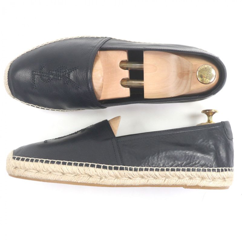 Saint Laurent Paris Leather Jute YSL Stitch Espadrilles Slip-on Flat — view 4