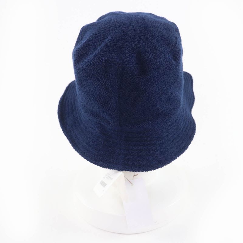 Hermes H Logo Embroidery Cotton Bucket Hat Navy