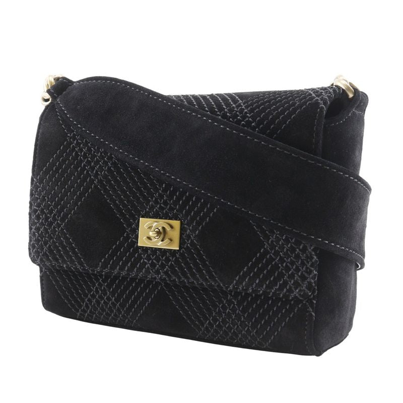 Chanel Wild Stitch Suede Black Shoulder Bag — view 2