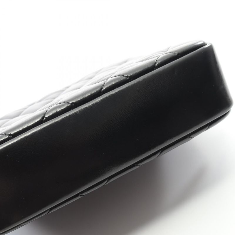 Chanel Shoulder Bag Quilted Top Handle Black Leather — view 7