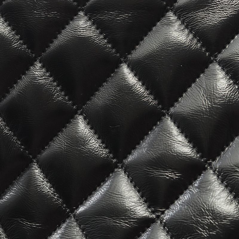 Chanel Shoulder Bag Quilted Top Handle Black Leather — view 8