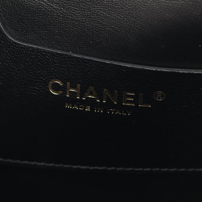 Chanel Shoulder Bag Quilted Top Handle Black Leather — view 4