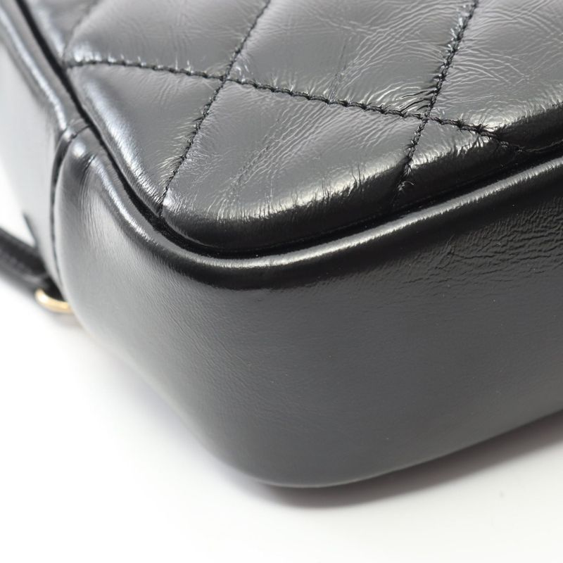 Chanel Shoulder Bag Quilted Top Handle Black Leather — view 6