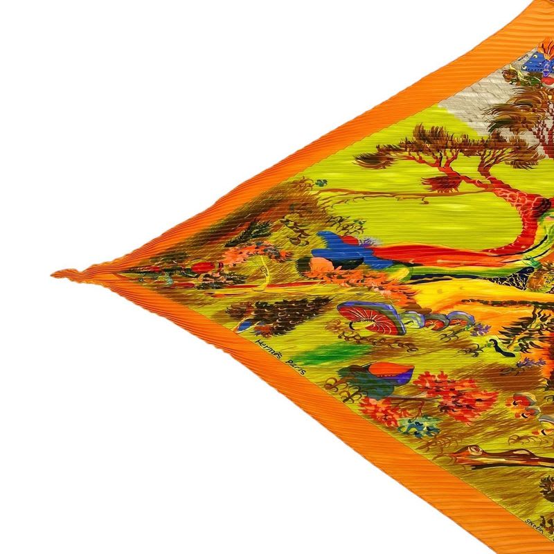 Hermes Scarf Pleated Silk Kuggor Tree Fashion Item — view 2