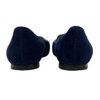Hermes Pegase Pegasus Flat Shoes Suede Navy Silver Kelly Hardware Loafers — view 4