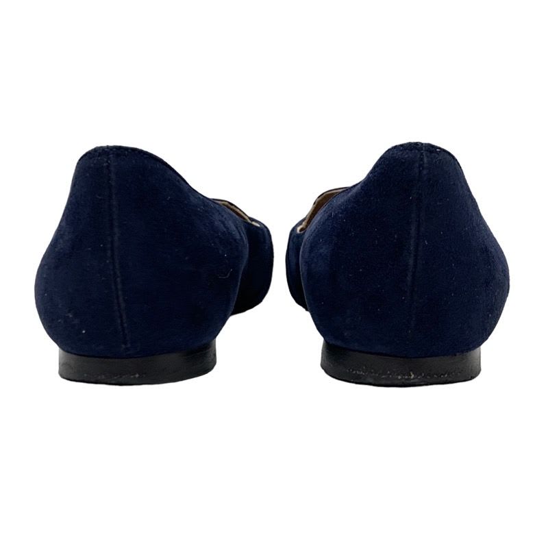 Hermes Pegase Pegasus Flat Shoes Suede Navy Silver Kelly Hardware Loafers — view 4