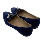 Hermes Pegase Pegasus Flat Shoes Suede Navy Silver Kelly Hardware Loafers — view 5