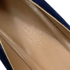 Hermes Pegase Pegasus Flat Shoes Suede Navy Silver Kelly Hardware Loafers — view 7
