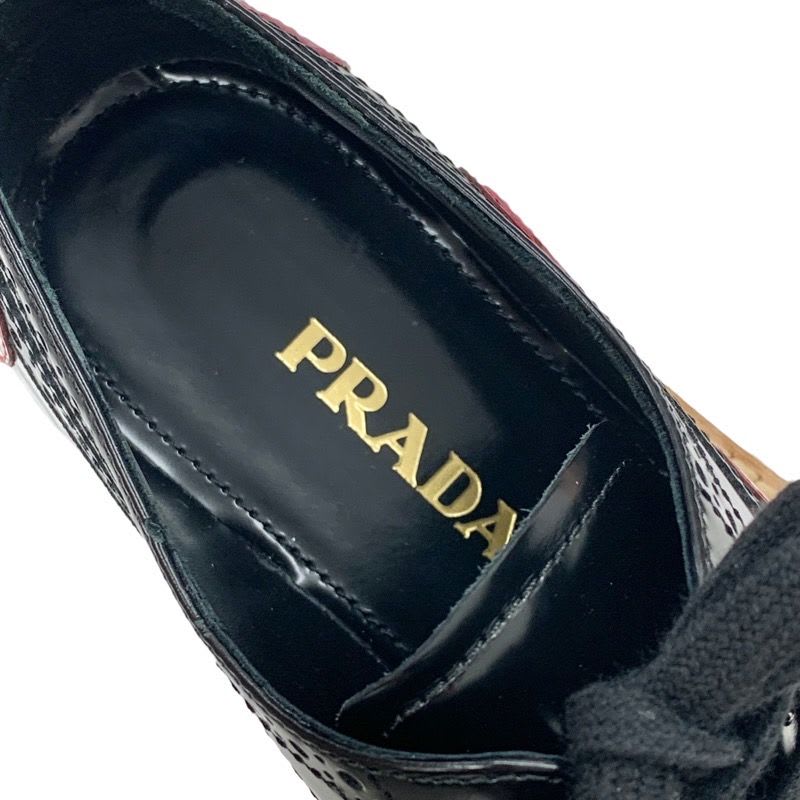 Prada Flat Shoes Black Red Pink Lace Up Heart Platform — view 7