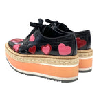 Prada Flat Shoes Black Red Pink Lace Up Heart Platform — view 4