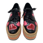 Prada Flat Shoes Black Red Pink Lace Up Heart Platform — view 2