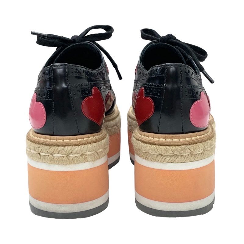 Prada Flat Shoes Black Red Pink Lace Up Heart Platform — view 5
