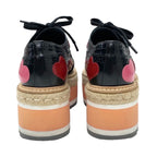 Prada Flat Shoes Black Red Pink Lace Up Heart Platform — view 5