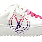 Louis Vuitton Time Out Line Monogram Sneakers Shoes Leather White Pink Flat — view 9