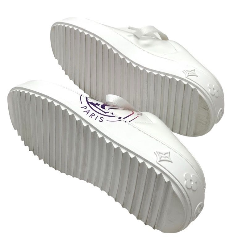 Louis Vuitton Time Out Line Monogram Sneakers Shoes Leather White Pink Flat — view 6