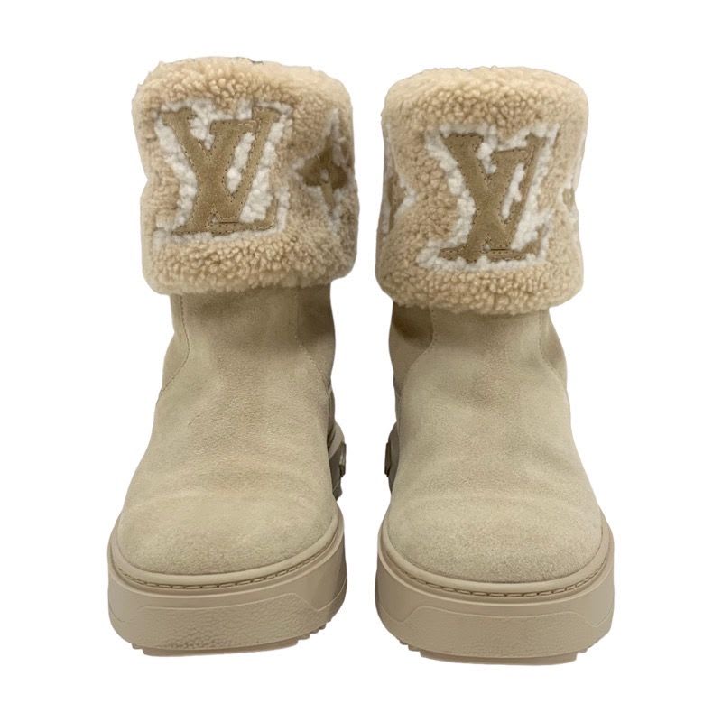 Louis Vuitton Snowdrop Line Monogram Boots Short Shoes Suede Beige Mouton — view 2