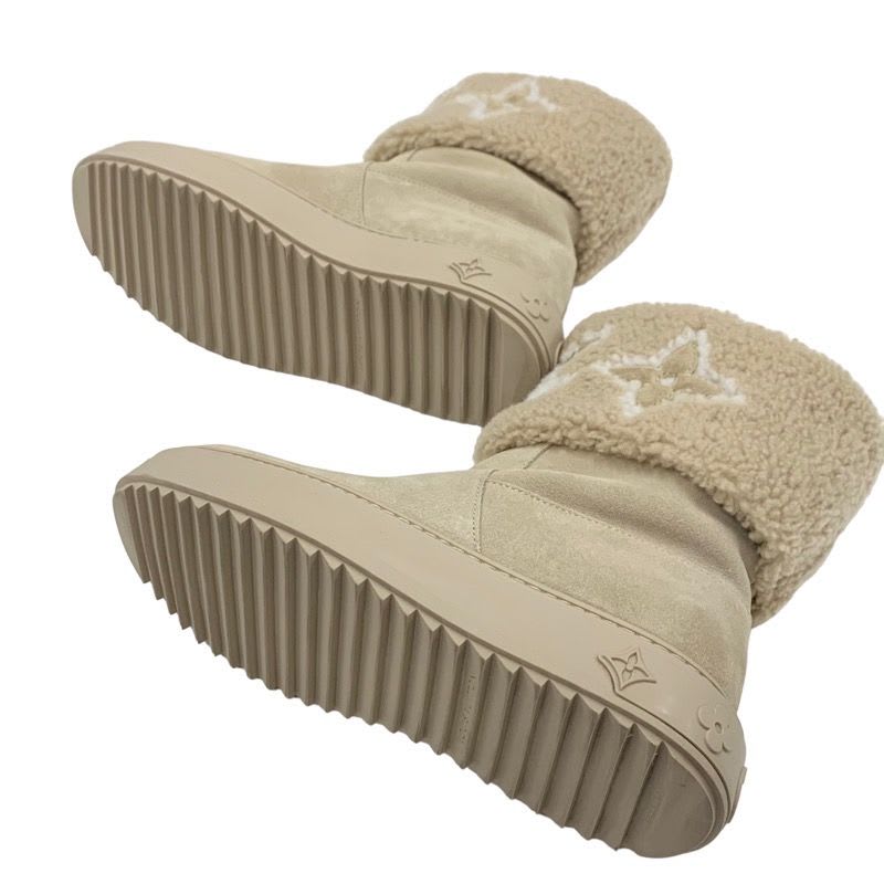Louis Vuitton Snowdrop Line Monogram Boots Short Shoes Suede Beige Mouton — view 6