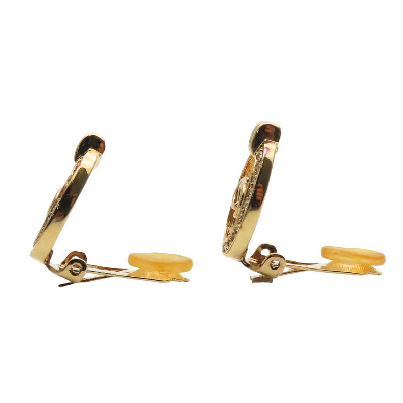 Christian Dior Earrings CD Logo Metal Rhinestone Gold GP Plating Accessory — view 3
