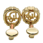 Christian Dior Earrings CD Logo Metal Rhinestone Gold GP Plating Accessory — view 4