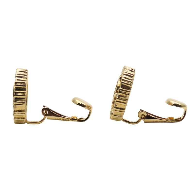 Christian Dior Earrings CD Logo Metal Rhinestone Gold GP Plating Accessory — view 3