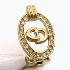 Christian Dior Earrings CD Logo Metal Rhinestone Gold Plated GP Accessories — view 5