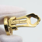 Christian Dior Earrings CD Logo Metal Rhinestone Gold Plated GP Accessories — view 8