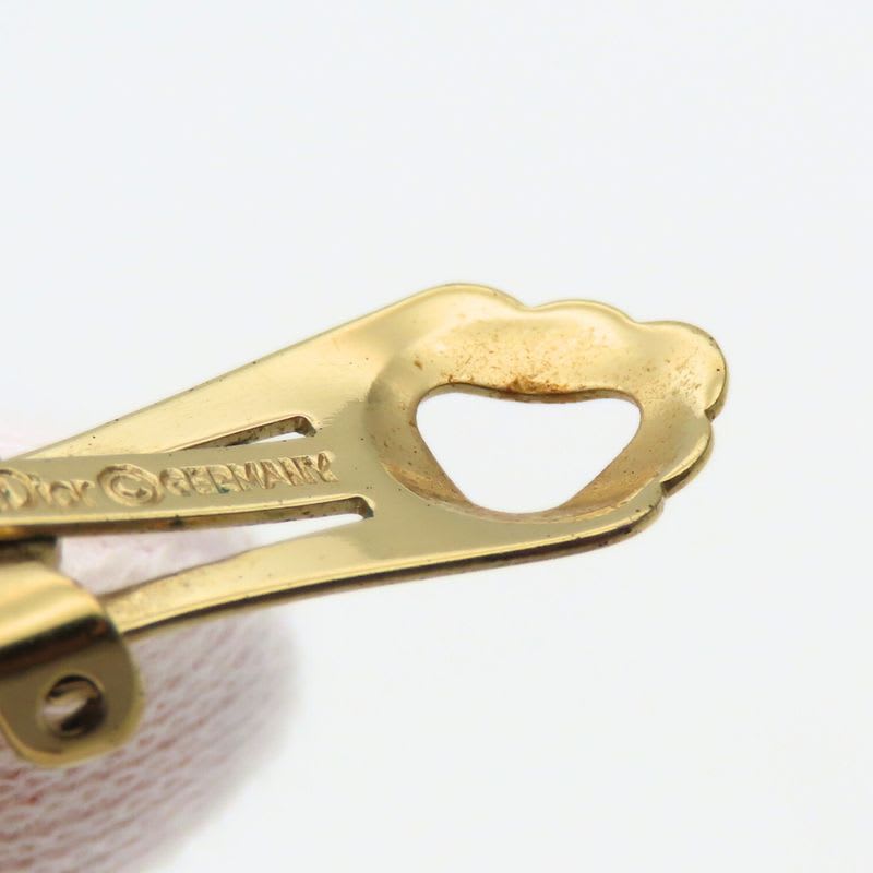 Christian Dior Earrings CD Logo Metal Rhinestone Gold Plated GP Accessories — view 9