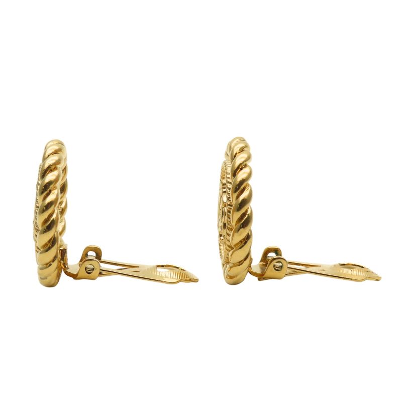 Christian Dior Earrings Logo Metal Gold Plated GP Accessories — view 3