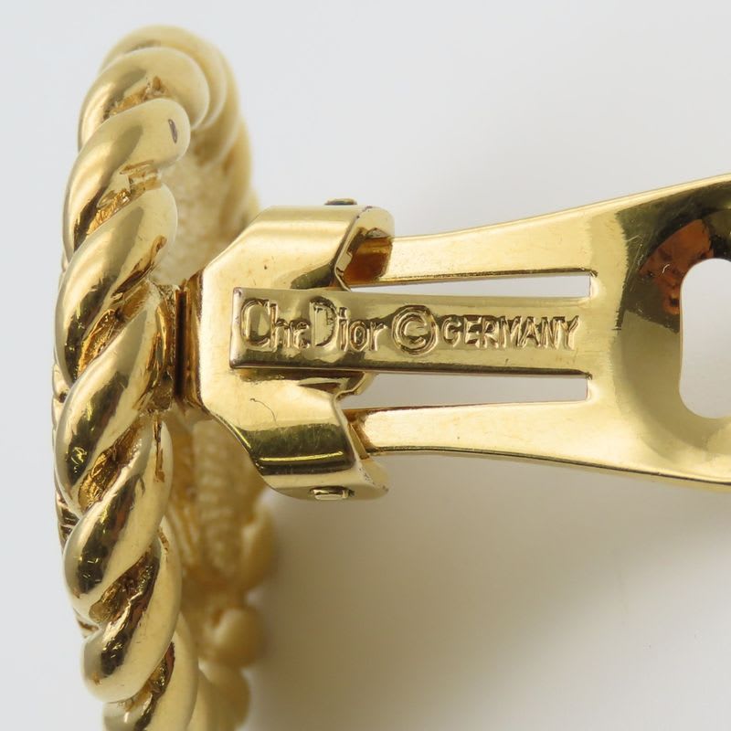 Christian Dior Earrings Logo Metal Gold Plated GP Accessories — view 8