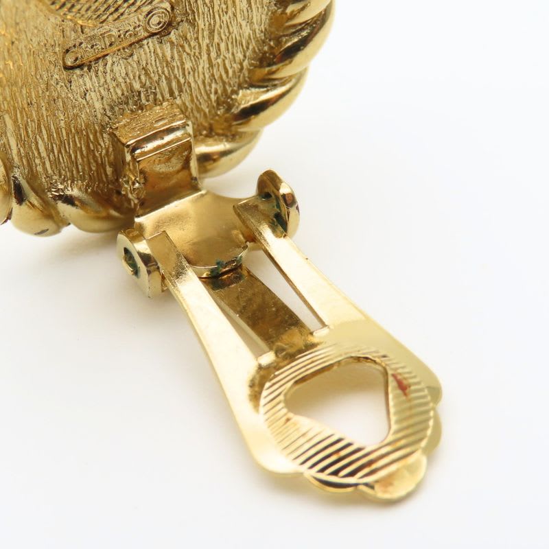 Christian Dior Earrings Logo Metal Gold Plated GP Accessories — view 7
