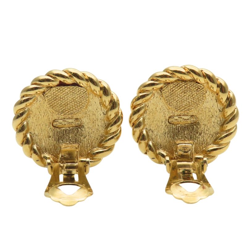 Christian Dior Earrings Logo Metal Gold Plated GP Accessories — view 4