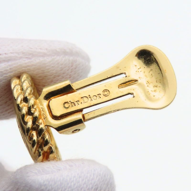 Christian Dior Earrings Logo Metal Gold Plated GP Accessories — view 8