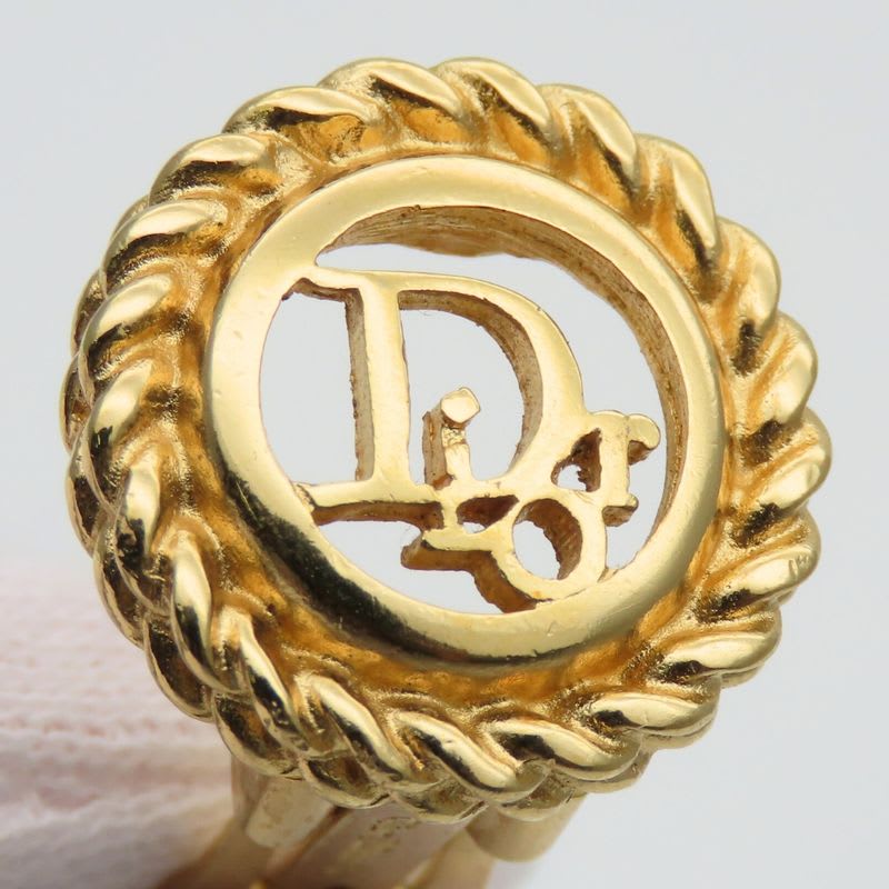 Christian Dior Earrings Logo Metal Gold Plated GP Accessories — view 5